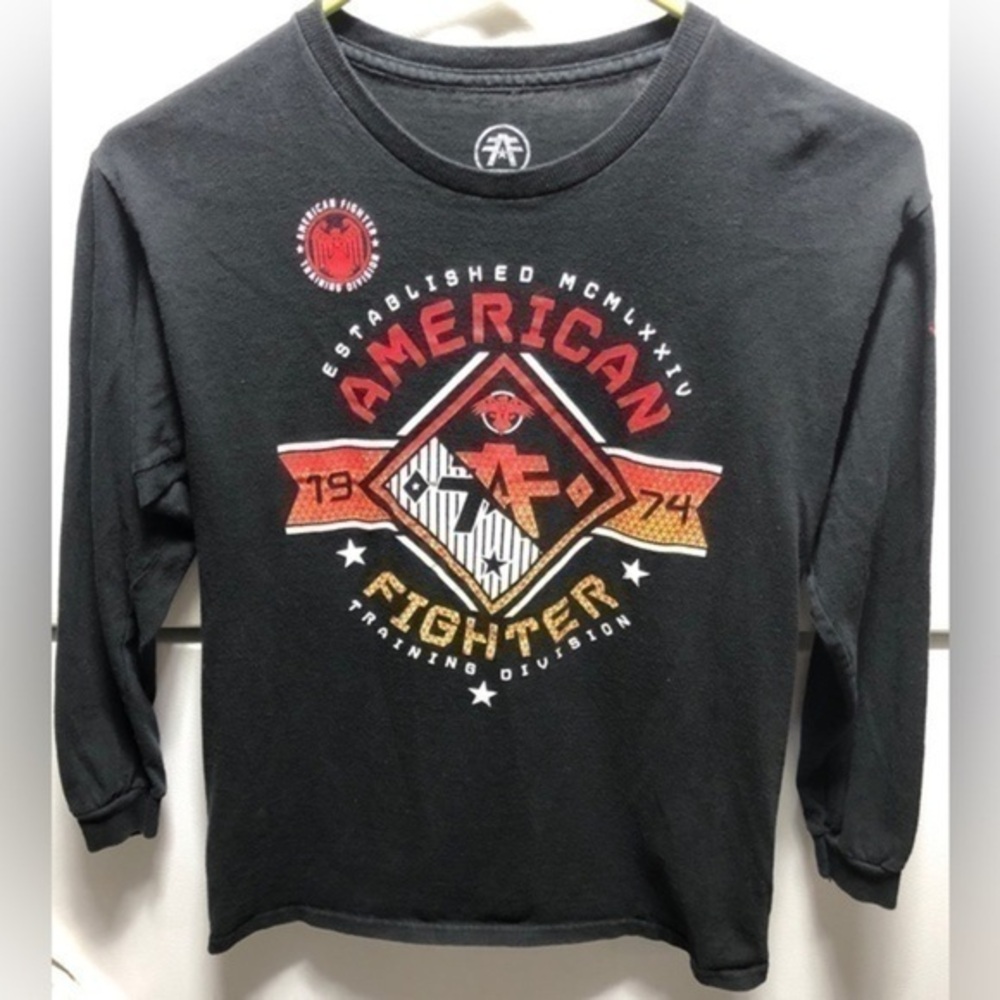 🪽American Fighter Black Cotton Long Sleeve T-shirt​